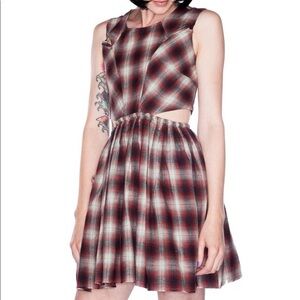 Dolls Kill UNIF Checkered Backless Dress in Red and Black